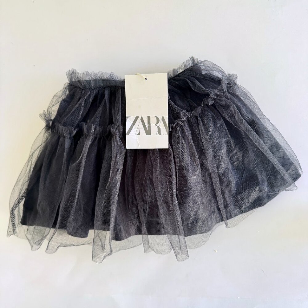 NWT Zara Black Tulle Tutu Skirt 18-24M Halloween Witch Bat Black Cat Costume